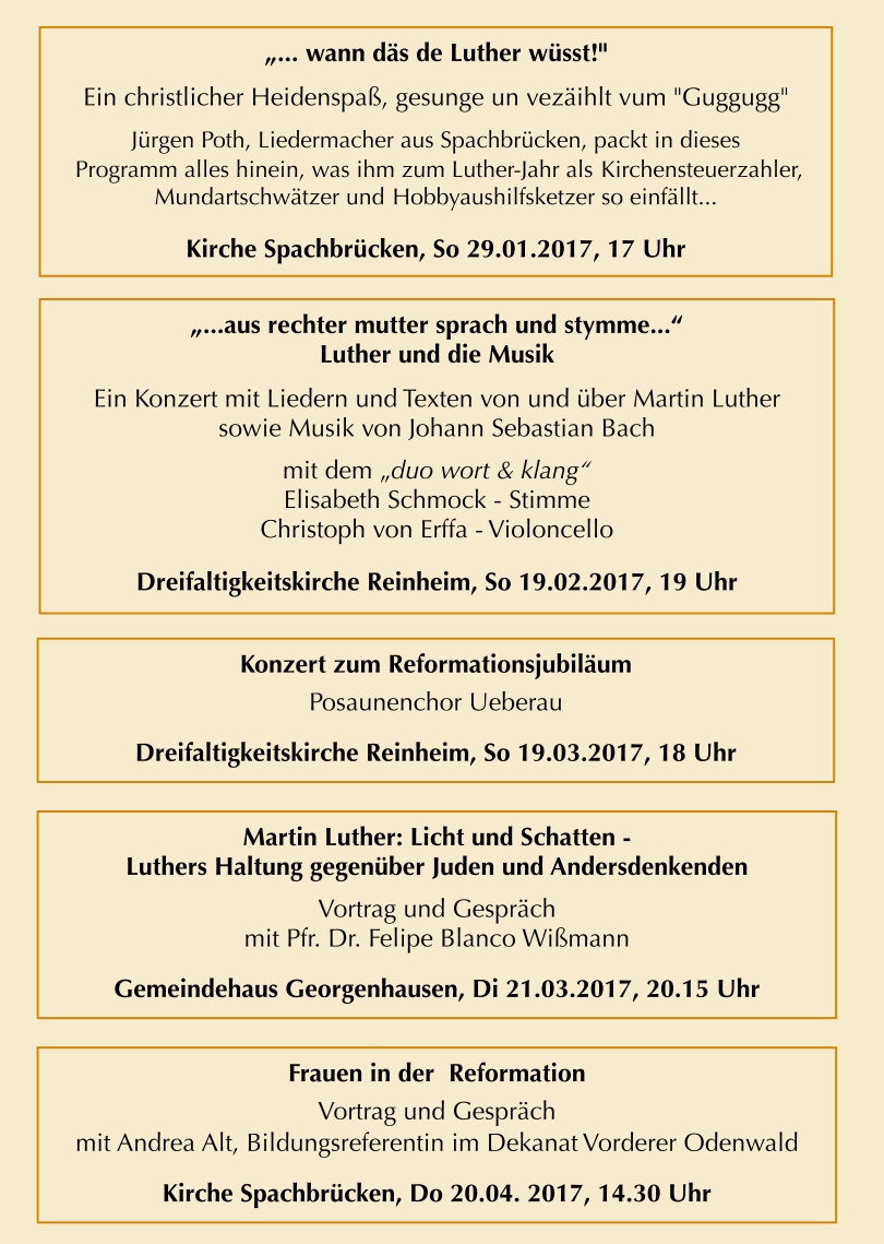 Veranstaltungen im Lutherjahr 2017